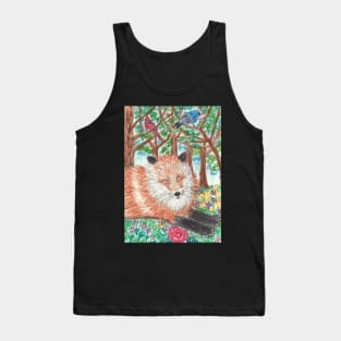 Fox in the  forest art painting Tank Top